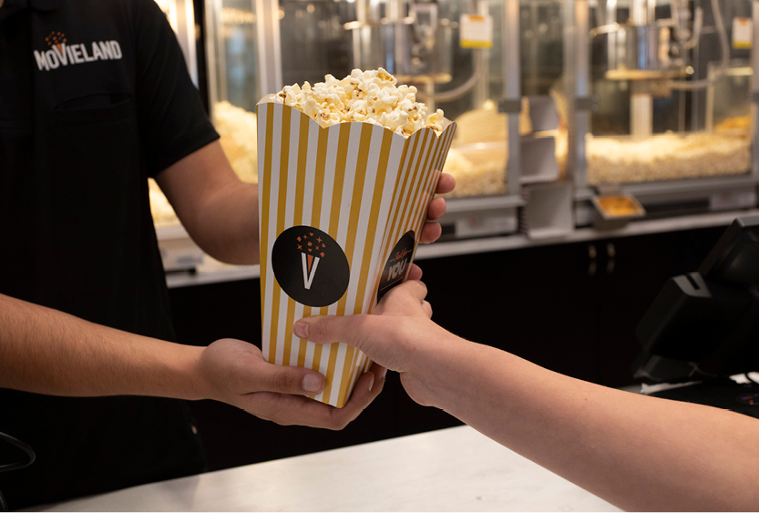 movieland cinema logo branding popcorn