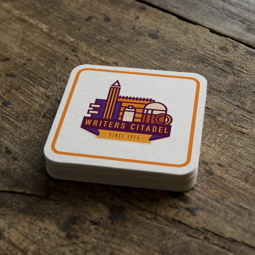 coasters beer writing logo writers citadel branding